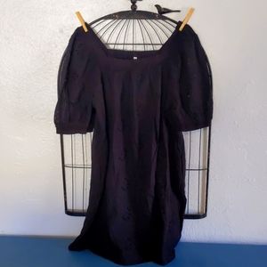 NWOT Women's black eyelet mini dress, size XL